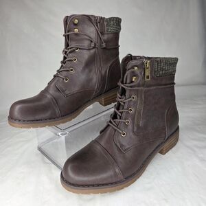 Dream Pairs Women's Knit-Cuff Moto Ankle Combat Boots Sz 10